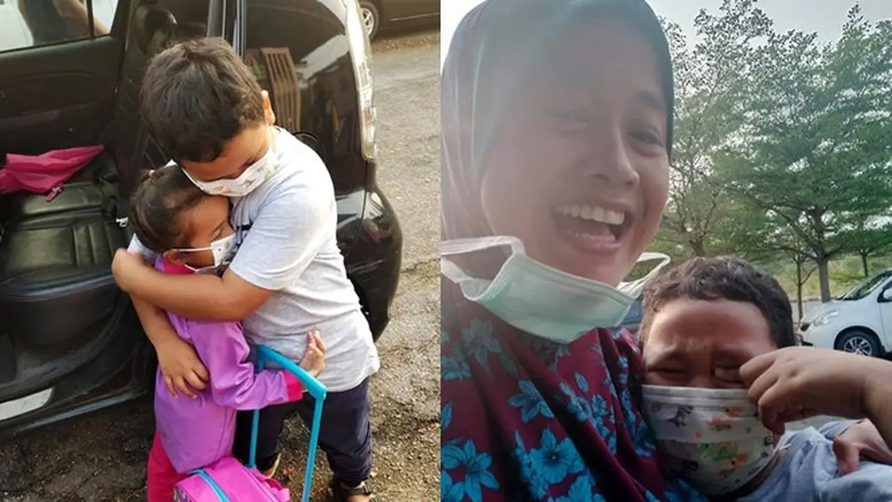 Tak Bisa Jauh, Bocah Ini Menangis saat Ditinggal Sang Adik ke Sekolah