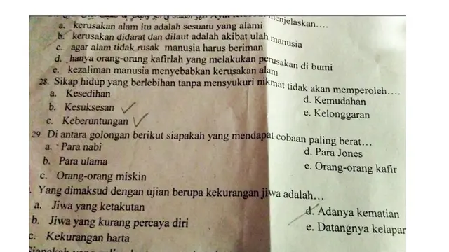 6 di Soal Ujian Pilihan Ganda Anak SD Ini Bikin Susah Tahan Tawa