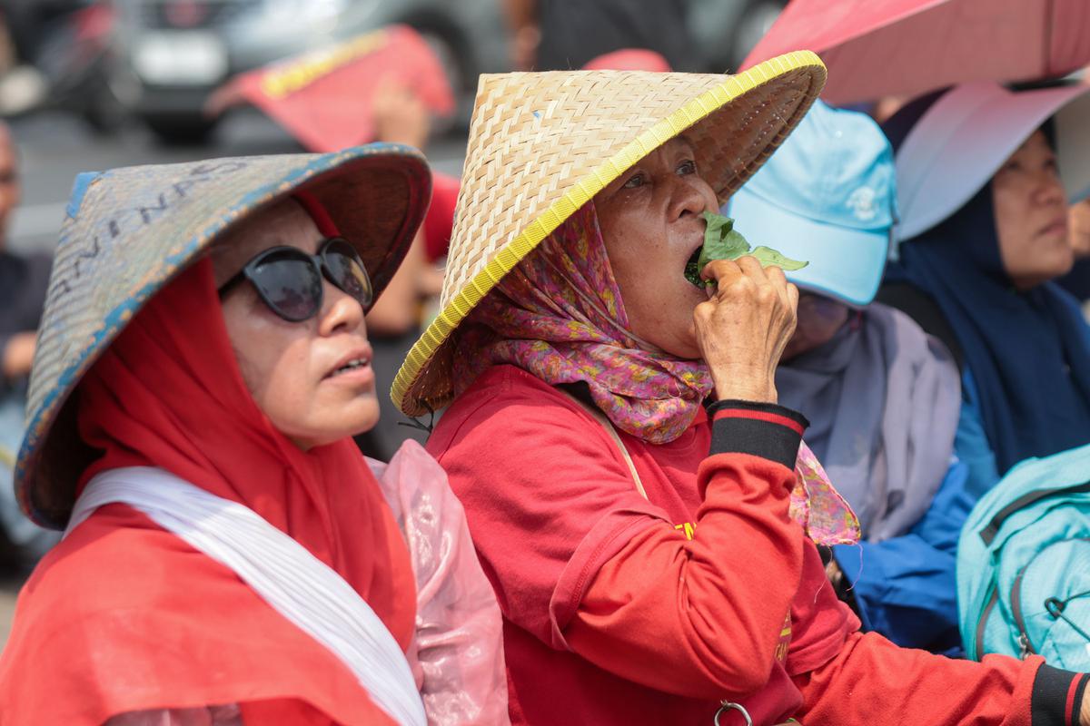 Petani Bawa Hasil Kebun Gelar Aksi di Depan DPR