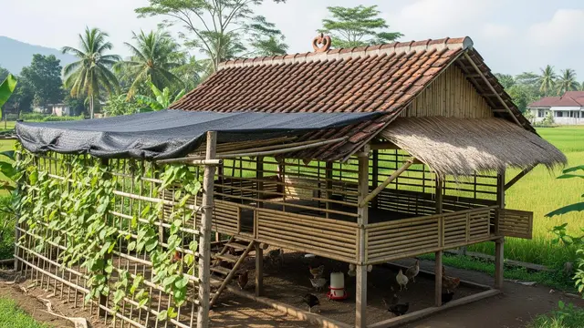 desain kandang ayam teduh cocok untuk iklim panas di desa