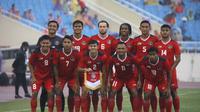 Skuad Timnas Indonesia U-23 saat menghadapi Malaysia dalam perebutan medali perunggu SEA Games 2021, Minggu (22/5/2022). (NOC Indonesia/Naif Al’As)