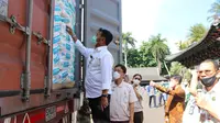 Menteri Pertanian Syahrul Yasin Limpo menghadiri pelepasan ekspor perdana produk Tryptophan Granule di Pasuruan, Jatim, Selasa (3/11/2020). (Istimewa)