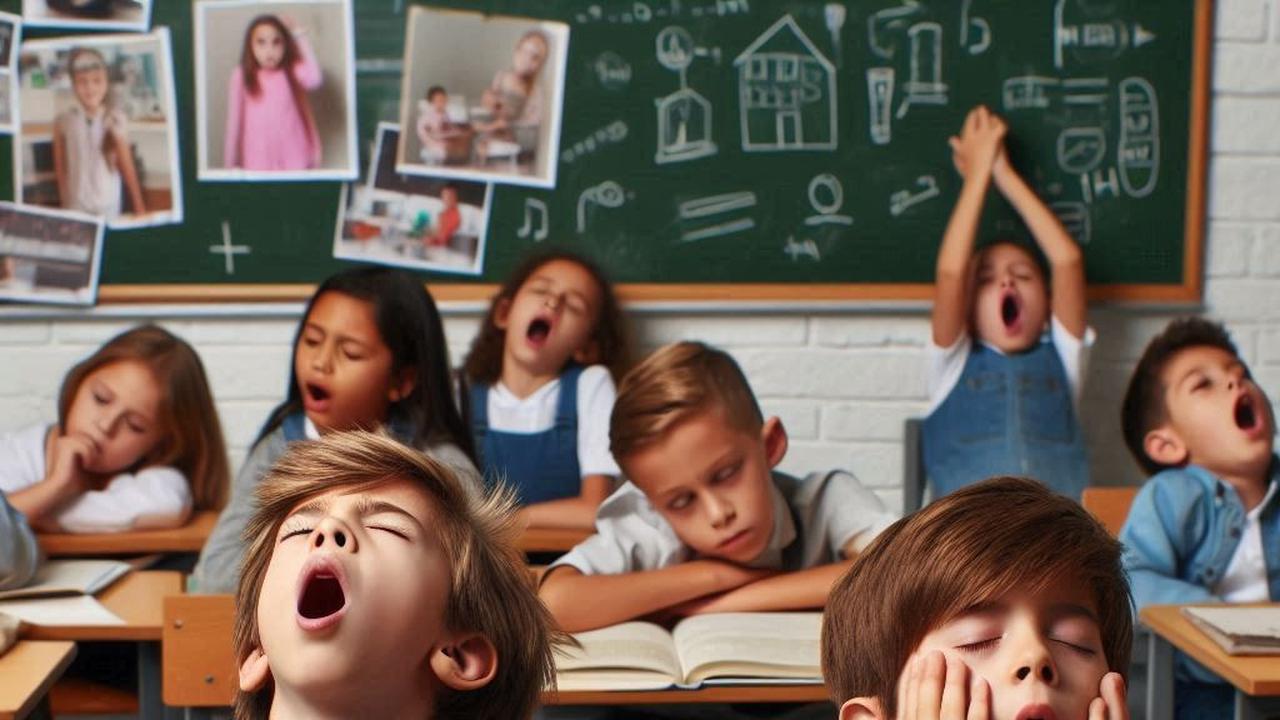 Ilustrasi Anak Sekolah mengantuk