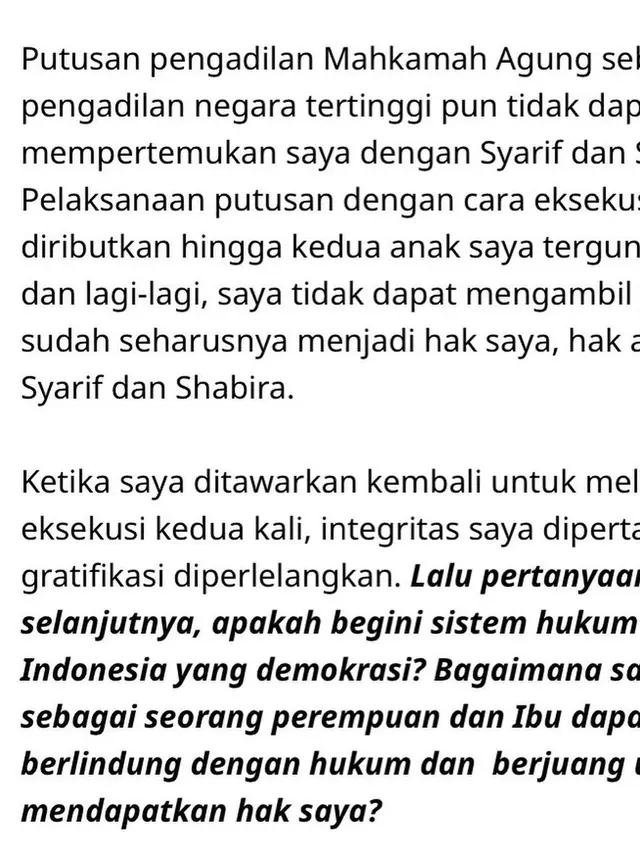 Isi petisi Tsania Marwa