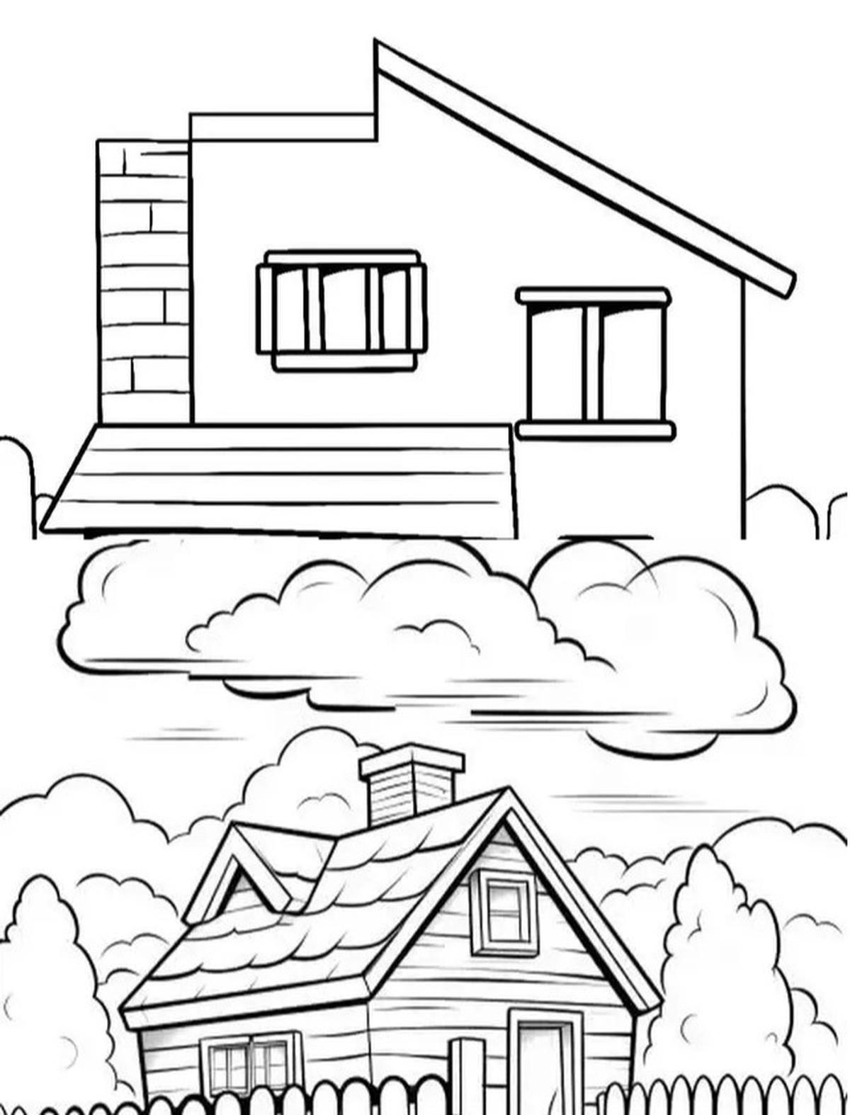 Ilustrasi Rumah Hitam Putih