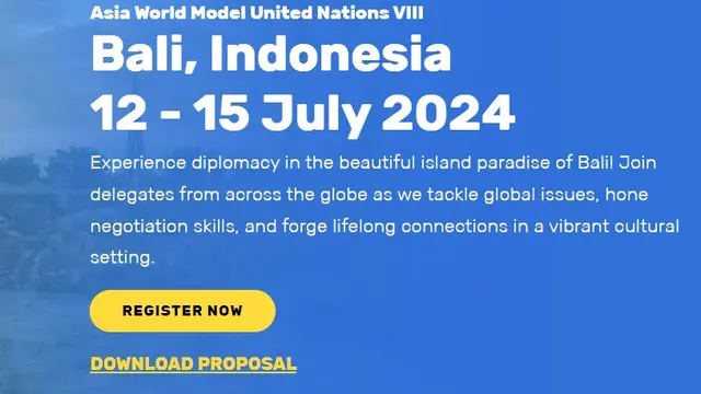 Asia World Model United Nations VIII akan digelar di Bali pada 12-15 Juli 2024.