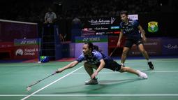 Rinov/Pitha kalah dua game langsung 19-21, 11-21 dalam laga yang berlangsung selama 37 menit. (Bola.com/Bagaskara Lazuardi)