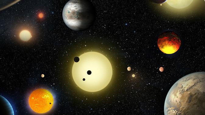Ilustrasi planet-planet yang ditemukan oleh Teleskop Kepler (NASA Ames/W. Stenzel)