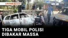 Terdapat tiga mobil polisi dari Satreskrim Polres Metro Depok dibakar massa, saat menangkap seorang pelaku penyerobotan lahan dan kepemilikan senjata api. Massa sempat mengadang mobil polisi sebelum membakarnya.