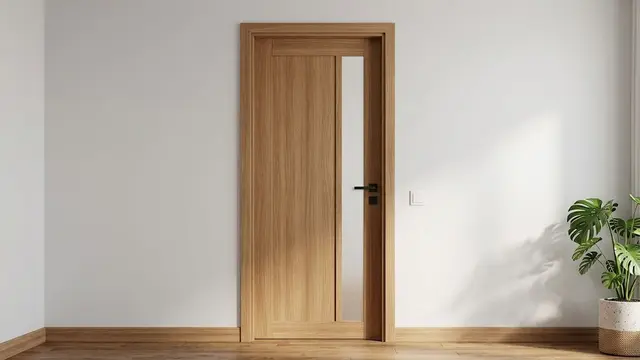 Pintu dengan Kaca Buram Vertikal