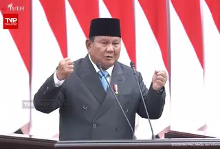 Presiden Prabowo Subianto dalam pidato perdana pada Rapat Paripurna DPR ke-19 Masa Persidangan V Tahun Sidang 2025-2026 di Gedung Nusantara MPR/DPR/DPD, Jakarta, Rabu (20/5/2026). (Tangkapan Layar YouTube Sekretariat Presiden)