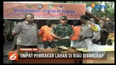Polresta Dumai tangkap empat pelaku pembakaran hutan di Meranti Laut, Dumai, Riau.