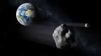 Gambaran seorang artis tentang dua asteroid yang mendekati Bumi (NASA)