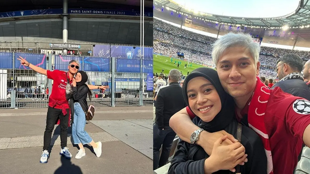 6 Potret Seru Rizky Billar dan Lesty Kejora Nonton Final Liga Champions di Paris