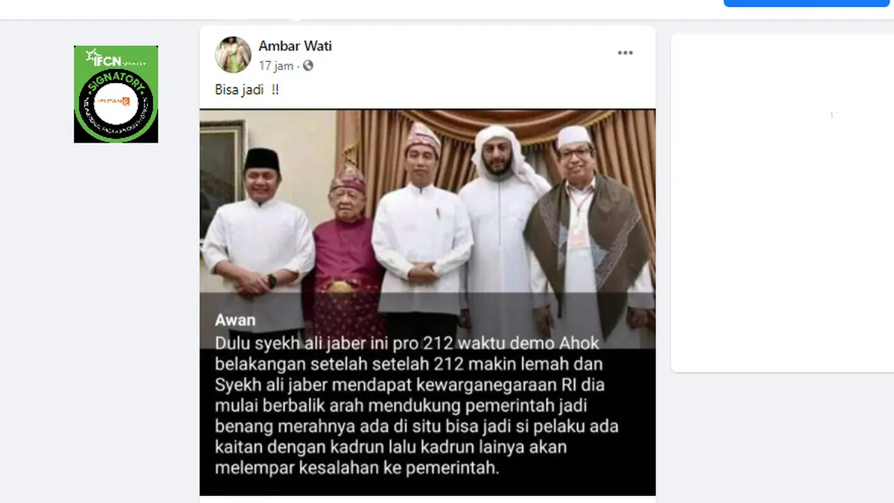 Penelusuran Klaim Foto Syekh Ali Jaber Merapat ke Pemerintah