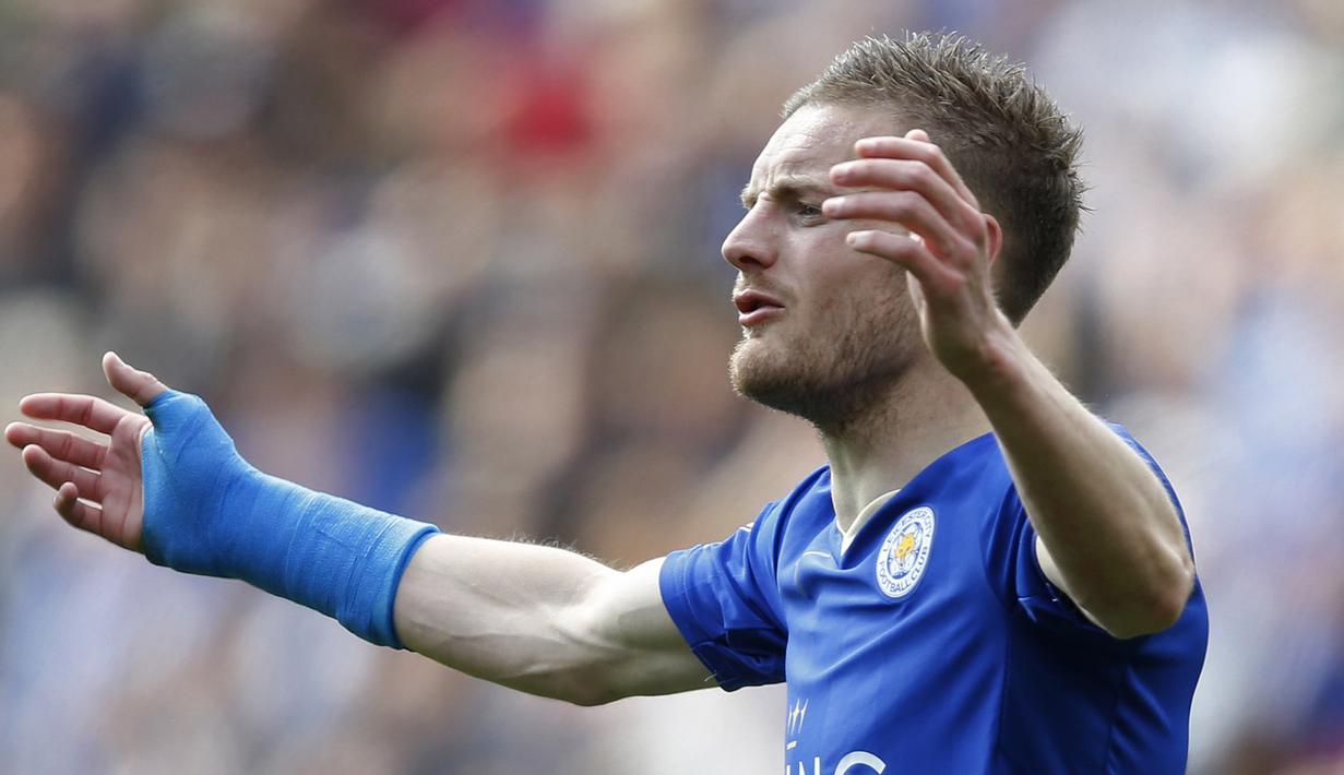 Jamie Vardy berada pada urutan ketiga Indeks pemain dengan penampilan terbaik Liga Inggris hingga pekan ke-34 dengan poin 865.  (Action Images via Reuters/Carl Recine)