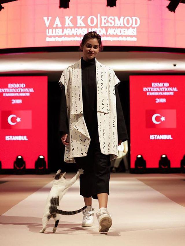 kucing jalan di catwalk (foto: esmoddubai)