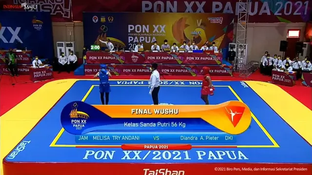 Pertandingan Wushu di PON XX Papua.