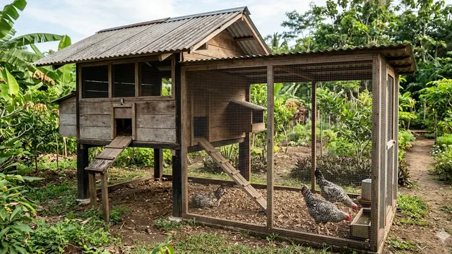 Desain Kandang Ayam dengan Area Umbaran Mini (Foto: Gemini AI)