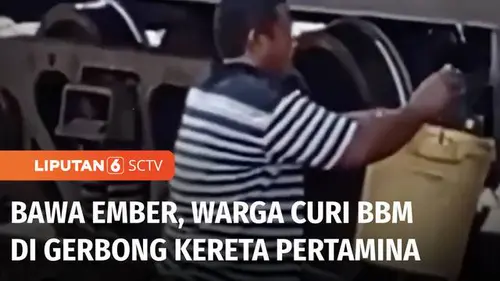 VIDEO: Viral! Warga Curi BBM dari Gerbong Tangki Pertamina di Stasiun KA Prabumulih