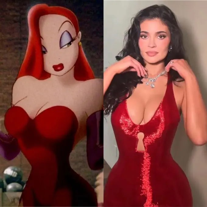 Kylie Jenner Tampil Seksi ala Jessica Rabbit saat Dampingi Timothée Chalamet di Oscars Awards 2026. [@kyliejenner]