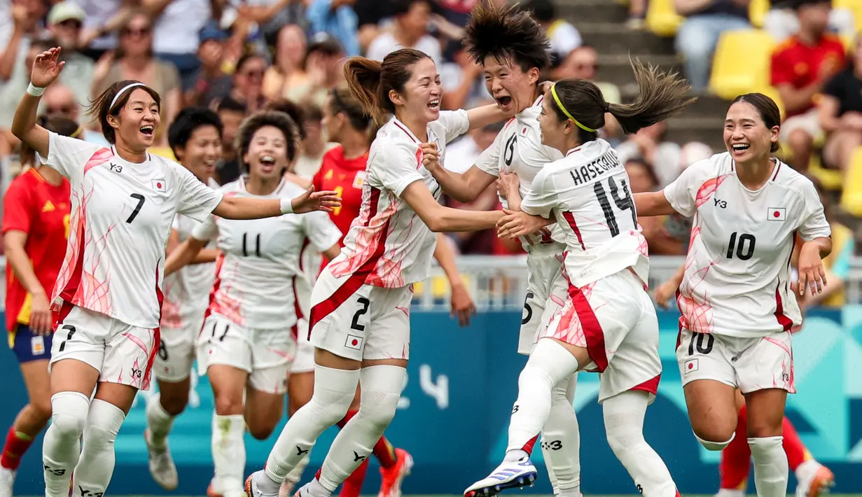Jepang sempat unggul lebih dulu lewat gol Aoba Fujino pada menit ke-13. (ALAIN JOCARD/AFP)