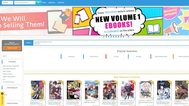 Tampilan situs Book Walker (global.bookwalker.jp)