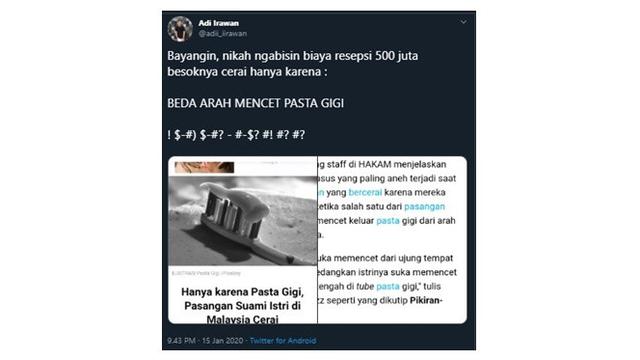 Cuitan Kocak Saat Bayangin ‘Nikah 500 Juta’ Ini Sukses Bikin Cengar Cengir