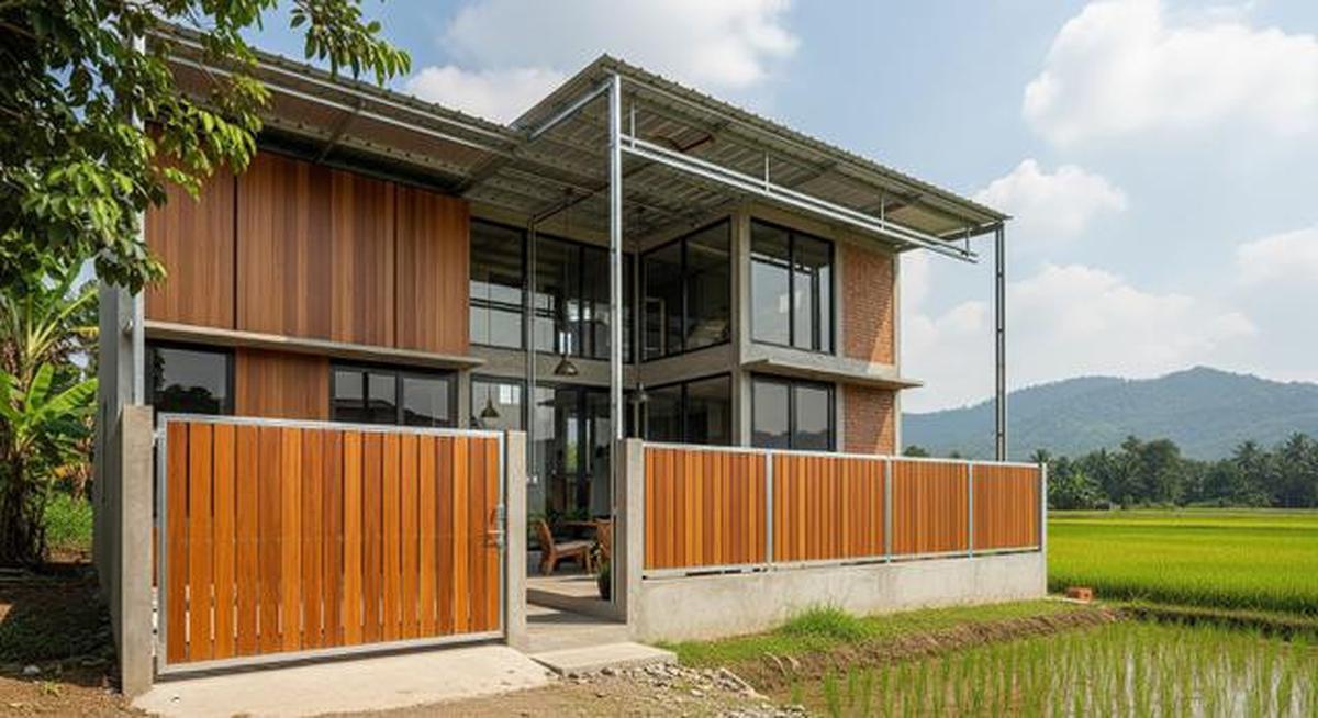 8 Desain Rumah Kecil tapi Luas dengan Pagar Aluminium Motif Kayu, Modelnya Disukai Gen-Z