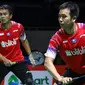 Mohammad Ahsan/Hendra Setiawan di Perempat Final Kejuaraan Bulutangkis Beregu Asia 2020. (PBSI)