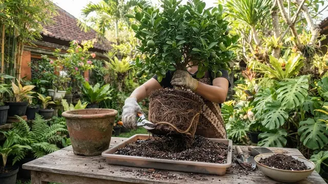 Pemangkasan akar pohon jeruk nipis