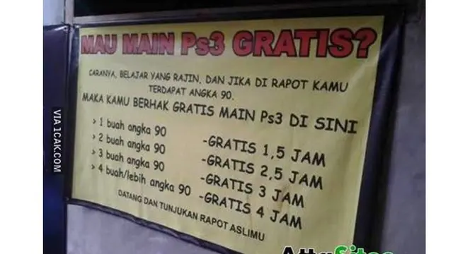 6 Tulisan Nyeleneh di Rental PS Ini Bikin Tepuk Jidat