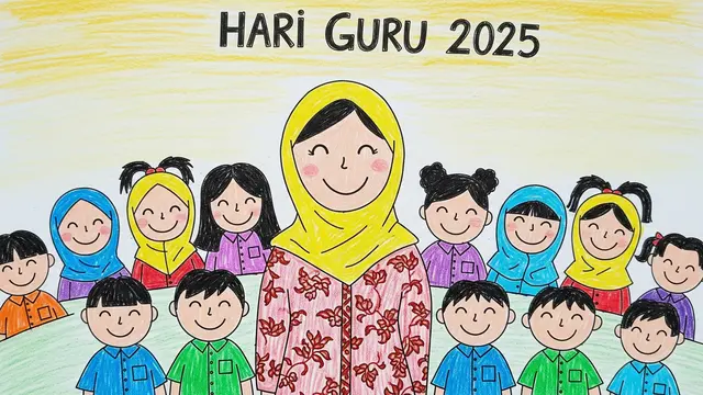 Contoh Gambar Hari Guru 2025 dari Anak SD