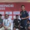 Pemain Oxford United, Marselino Ferdinan, berbicara pada sesi konferensi pers Piala Presiden 2025 di SCTV Tower, Jakarta Pusat, pada Jumat (4/7/2025).(Bola.com/Muhamad Iqbal Ichsan)