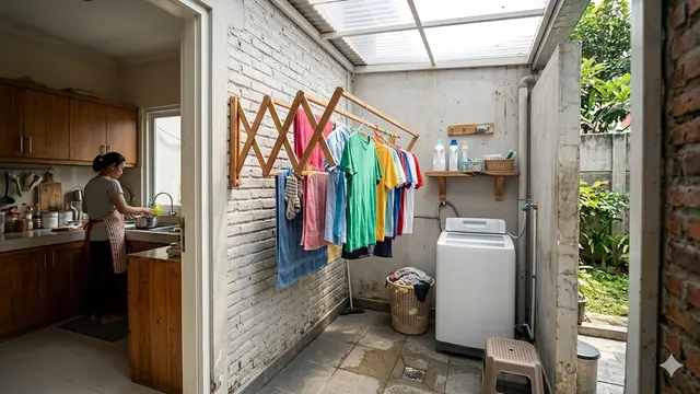 Tempat Jemur Baju untuk Rumah Kecil (Foto: Gemini AI)