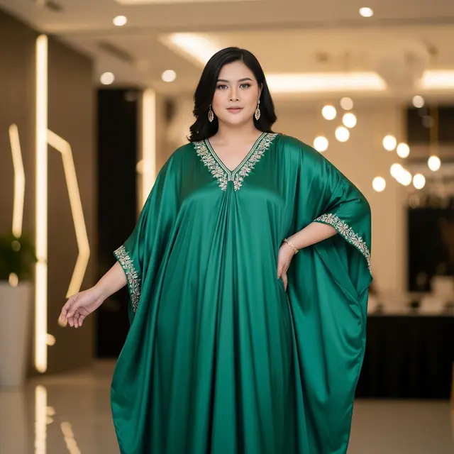 Model Dress dari Bahan Satin (Image by Gemini AI)