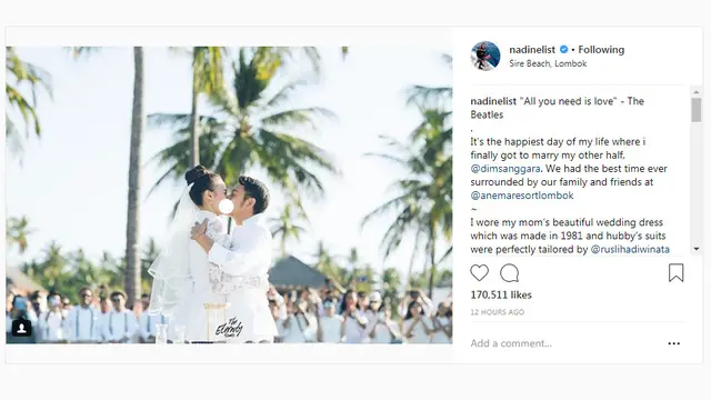Dimas Anggara dan Nadine Chandrawinata