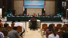 Suasana tes wawancara dan uji publik Calon Pimpinan Komisi Pemberantasan Korupsi (Capim KPK) periode 2019-2023 di Gedung Sekretariat Negara, Jakarta, Rabu (28/8/2019). Sebanyak tujuh capim KPK yang menjalani uji publik hari ini. (Liputan6.com/Angga Yuniar)