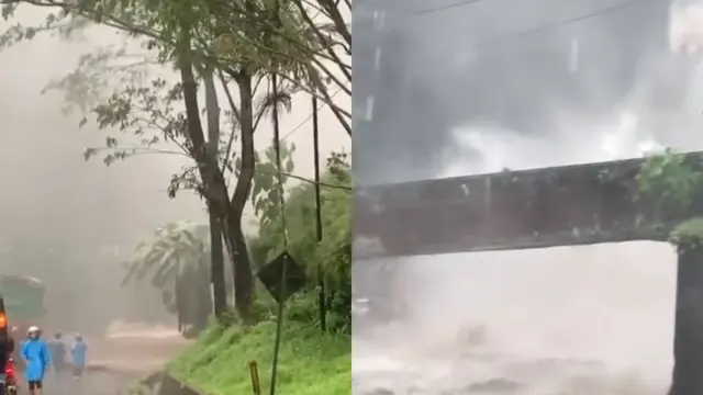 Sempat Meluap ke Jalan, Debit Air Terjun Lembah Anai Kembali Normal