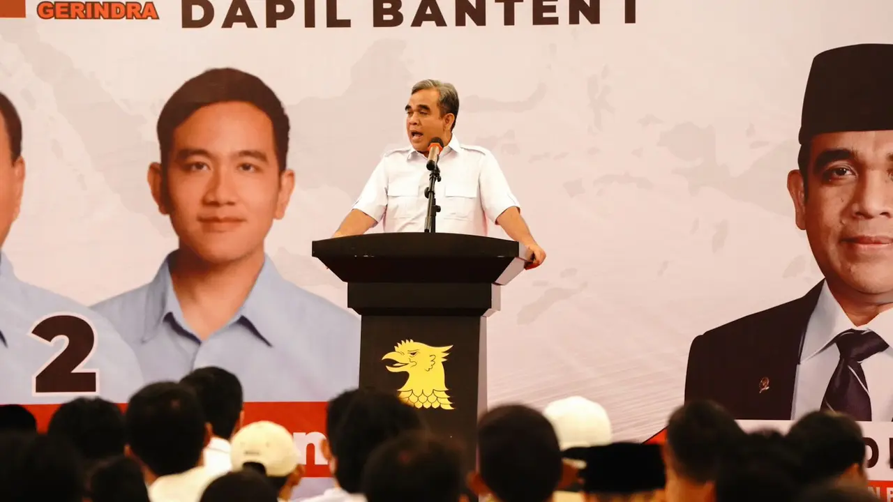 Sekjen Partai Gerindra Ahmad Muzani menghadiri konsolidasi kader Gerindra daerah pemilihan (Dapil) Banten I, meliputi Kabupaten Lebak dan Kabupaten Pandeglang, di Banten, Sabtu (6/1/2024).