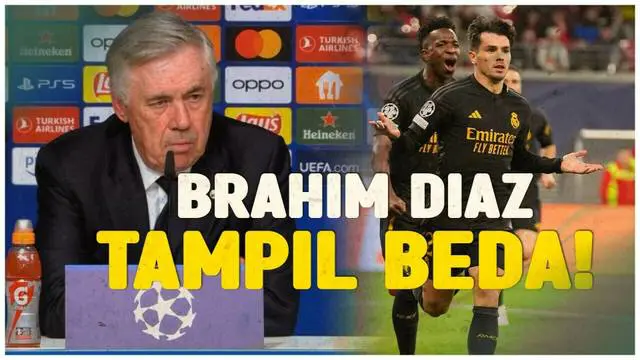 Berita Video, pujian Carlo Ancelotti untuk Brahim Diaz setelah sukses buat gol di laga Real Madrid Vs RB Leipzig pada Rabu (14/2/2024)
