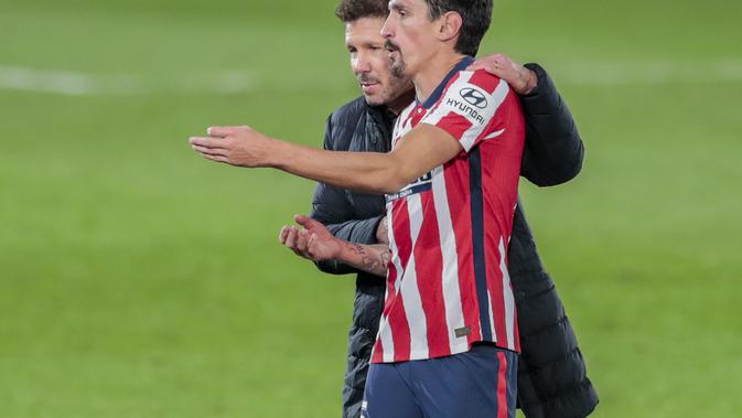 Aksi peatih dan pemain Atletico Madrid di Liga Spanyol (AP Photo/Manu Fernandez)