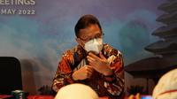 Menteri Kesehatan RI Budi Gunadi Sadikin saat konferensi pers "15th ASEAN Health Ministers Meeting and Related Meetings" di Hotel Conrad, Nusa Dua Bali pada Sabtu, 14 Mei 2022. (Dok Kementerian Kesehatan RI)