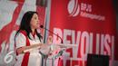 Menteri PMK, Puan Maharani memberikan sambutan saat acara Deklarasi Revolusi Mental di BPJS Ketenagakerjaan, Jakarta, Rabu (23/3). BPJS Ketenagakerjaan dapat menjadi pelopor perubahan dalam Gerakan Nasional Revolusi Mental. (Liputn6.com/Faizal Fanani)