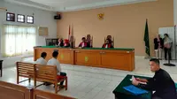 Sidang kasus pembunuhan ME, calon pendeta cantik di Kabupaten Ogan Komering Ilir (OKI) Sumsel (Liputan6.com / Nefri Inge)