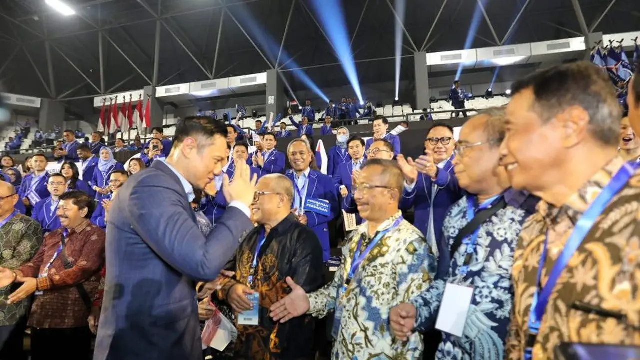AHY saat acara pidato politik di Tennis Indoor Senayan, Selasa (14/322023). (Istimewa)