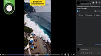 Gambar tangkapan layar&nbsp;video yang diklaim penampakan gelombang tinggi di pantai akibat gempa yang mengguncang Myanmar. (sumber: Facebook)