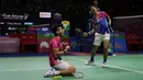 Ganda putra Pramudya Kusumawardana/Yeremia Erich Yoche Yacob Rambitan lolos ke perempatfinal usai mengalahkan ganda putra unggulan ke-4 asal Cina Taipei yang merupakan peraih medali emas Olimpiade 2020, Lee Yang/Wang Chi Lin dengan rubber game, 21-16, 17-21 dan 21-14. Di perempatfinal Pramudya/Yeremia akan menghadapi ganda putra unggulan ke-5 asal Malaysia, Aaron Chia/Soh Wooi Yik. (Bola.com/Bagaskara Lazuardi)