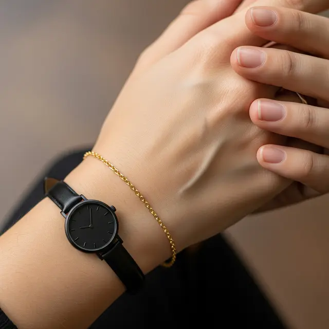 9 Model Gelang Emas Gram Kecil yang Cocok dengan Jam Tangan Hitam, Tampil Modern