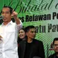 Presiden terpilih 2014-2019, Joko Widodo, menyampaikan beberapa amanatnya pada pendukungnya yang hadir dalam acara Halal bi Halal di Jakarta, (8/8/2014). (Liputan6.com/Panji Diksana)